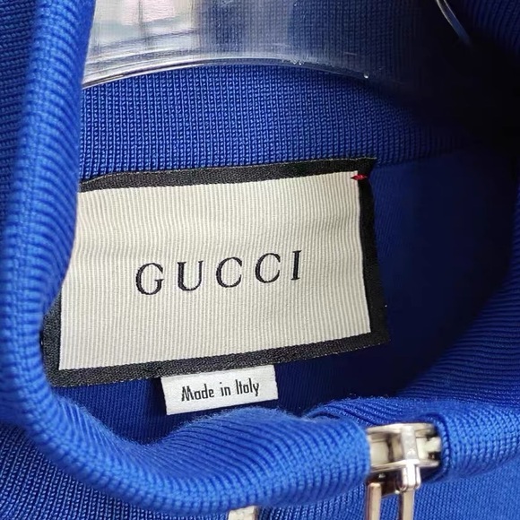 🚩steal authentic Gucci Women's Blue and Brown Bomber Jacket - Picture 3 of 5